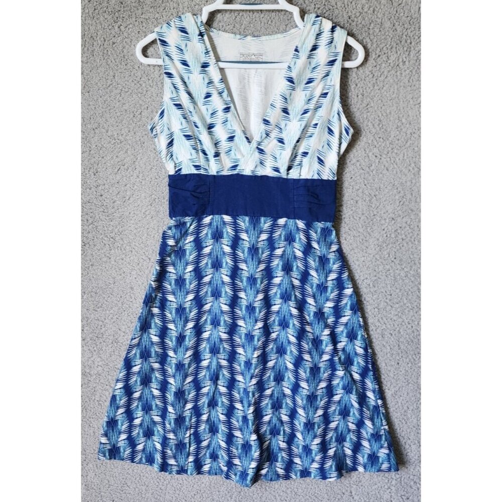 Patagonia Womens Margot Tubular Sleeveless VNeck Dress Blue Print Cotton Blend S